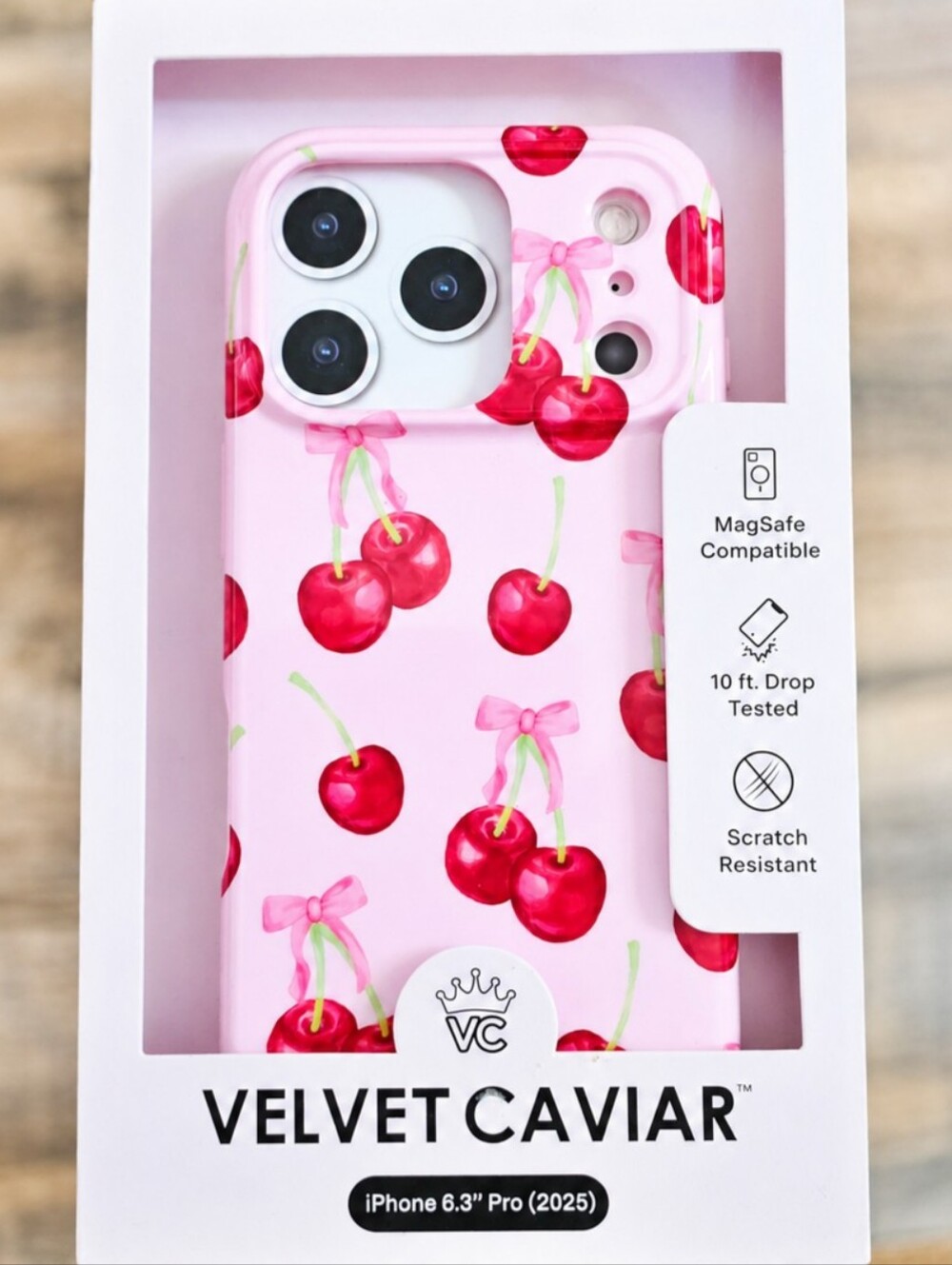 Velvet Caviar Pink Cherry Print iPhone 17 Pro Case